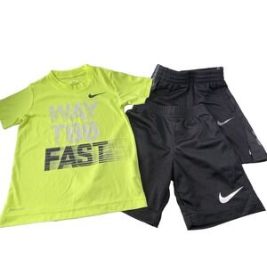 Nike Dri-FIT‎ Youth Size 6 M Green Black Activewear Sports Outfit Jersey Shorts